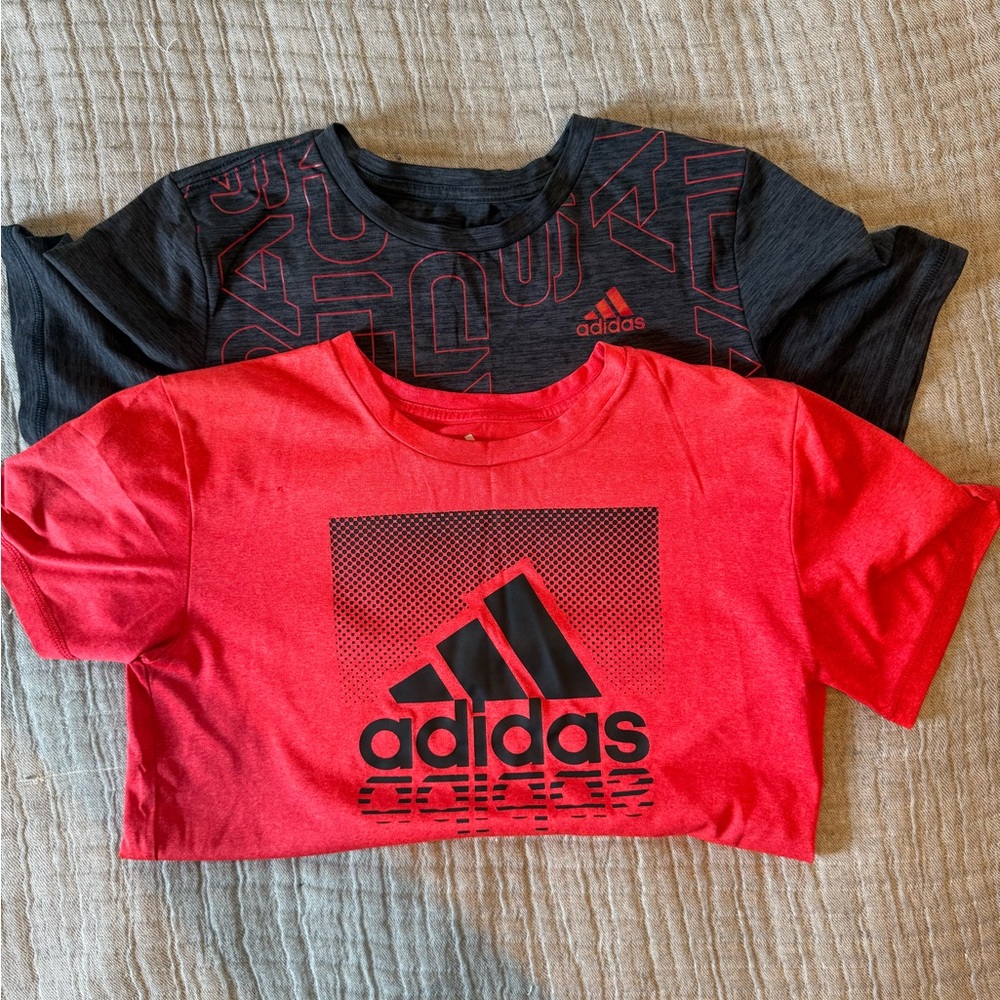 Adidas Kids Red and Black Short Sleeve Tees